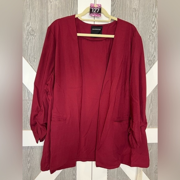 BloomChic Jackets & Blazers - 127. NWT Bloomchic Maroon open front jacket/blazer 18/20